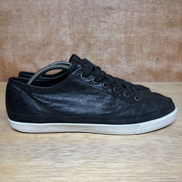 COPY - JOHN VARVATOS Reed 315 Black Leather White Rubber Sole Sneakers Men Size… - Picture 1 of 11